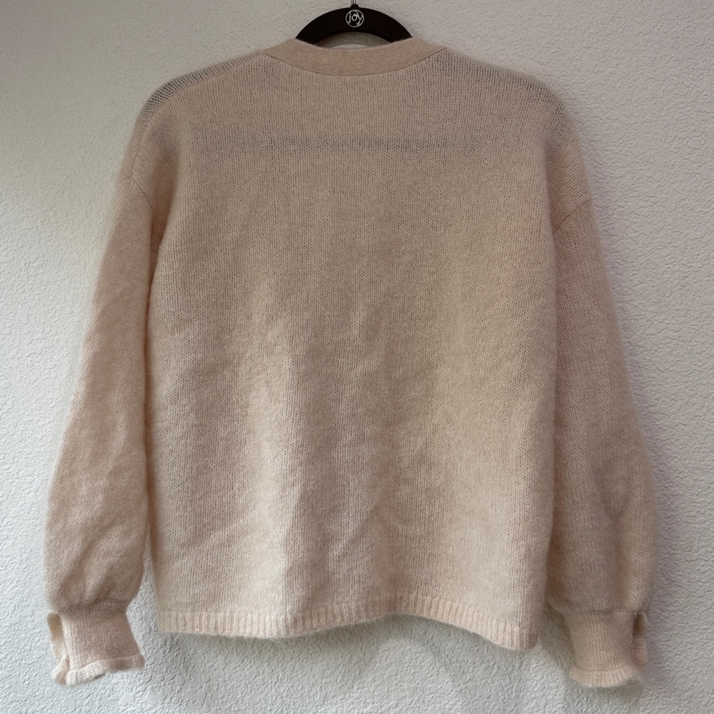 Sezane Women's Mia Natural Beige Wool Kid Mohair Comfy Cardigan Button Front XS - Picture 6 of 8